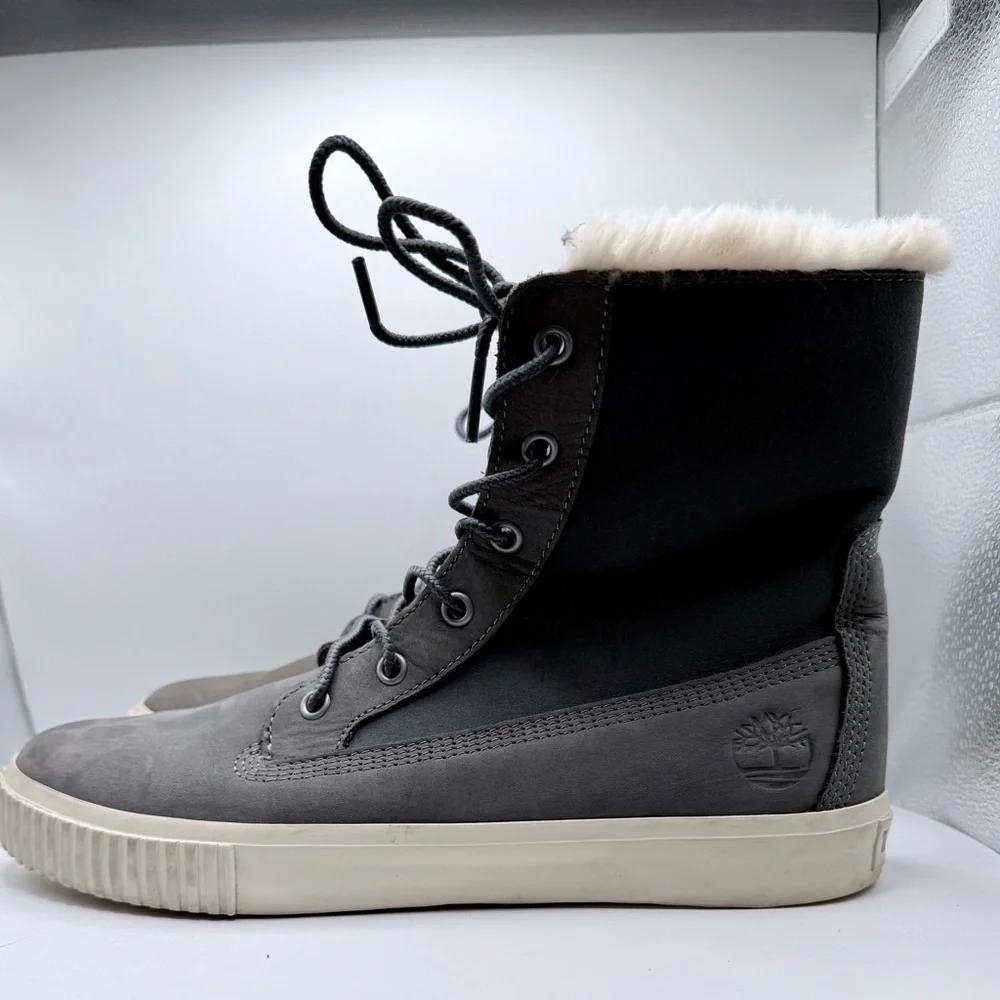 Timberland Gray Faux Fur Lined Winter Boots ReBOTL Women’s Size‎ 9